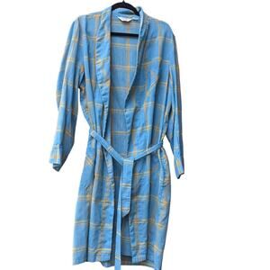 Vintage JCPenney Townecraft Men's Robe - Penn Prest - Blue/Yellow plaid